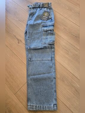 Nwt West49 Kids' Light Blue Cargo Jeans - Durable Pocketed Denim